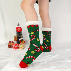 6 Pairs Christmas Print Socks Plush Lined Stockings & Hosiery