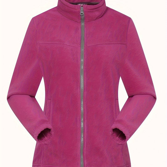 Women's Fleece Zip Thermal Jacket Sports Coat Turtle Neck Activewear