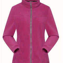 Women's Fleece Zip Thermal Jacket Sports Coat Turtle Neck Activewear