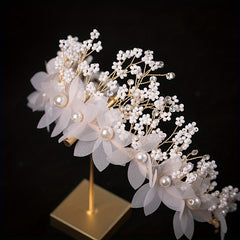 Faux Pearl Flower Headband Floral Hair Band Women's Accessories