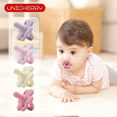 2 Pack Silicone Pacifiers Unique Flower Shape One Piece With Teether Handle