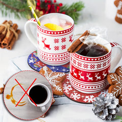 8pcs Diamond Art Set With Stand & Coaster for Christmas Decor