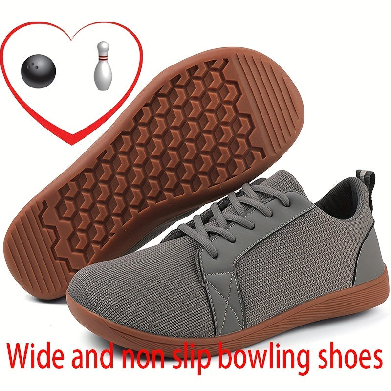 Men's Bowling Shoes Comfy Non Slip Solid Lace Up Sneakers