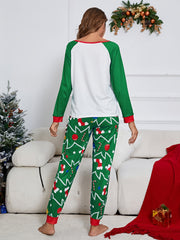 Christmas Print Pajama Set Long Sleeve Top & Pants Women's Sleepwear