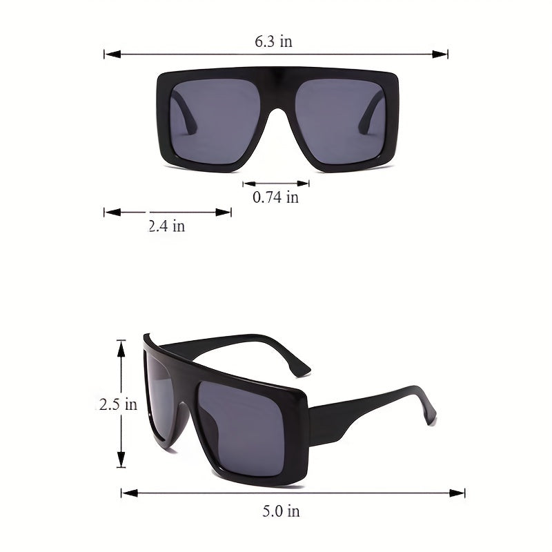 Oversized Shield Sunglasses Flat Top Gradient UV400