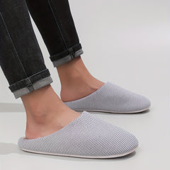 Cozy Striped House Slippers for Men Winter Shoes