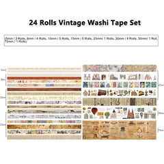 Vintage Washi Tape Set Antique Car Buildings Map Stripe Writable Washy Tapes
