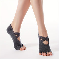 Cross Strap Five Finger Split Non slip Socks for Fitness Sports