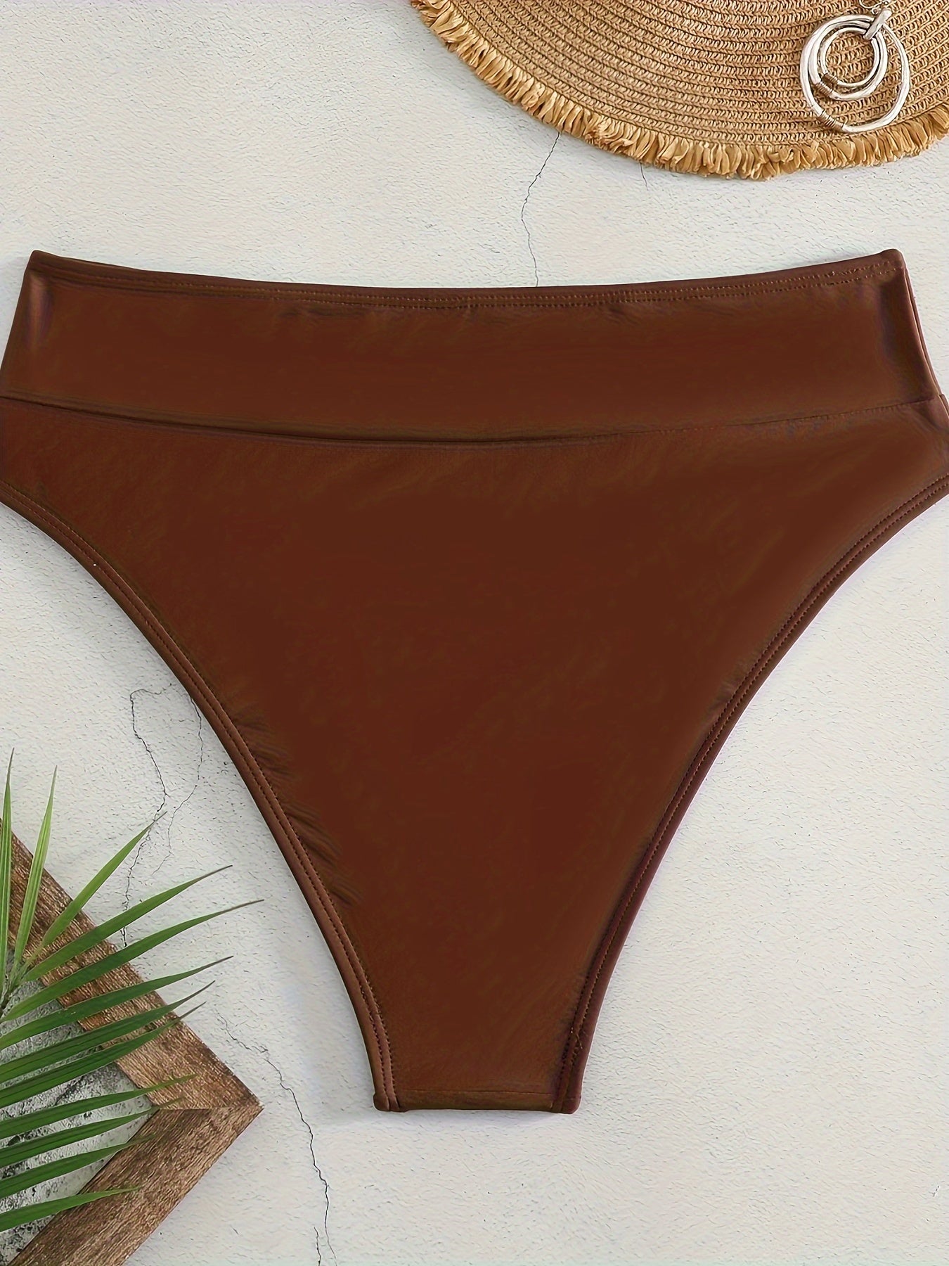 Modest Bikini Bottoms Women's Plus Solid High Rise Swimwear Panty