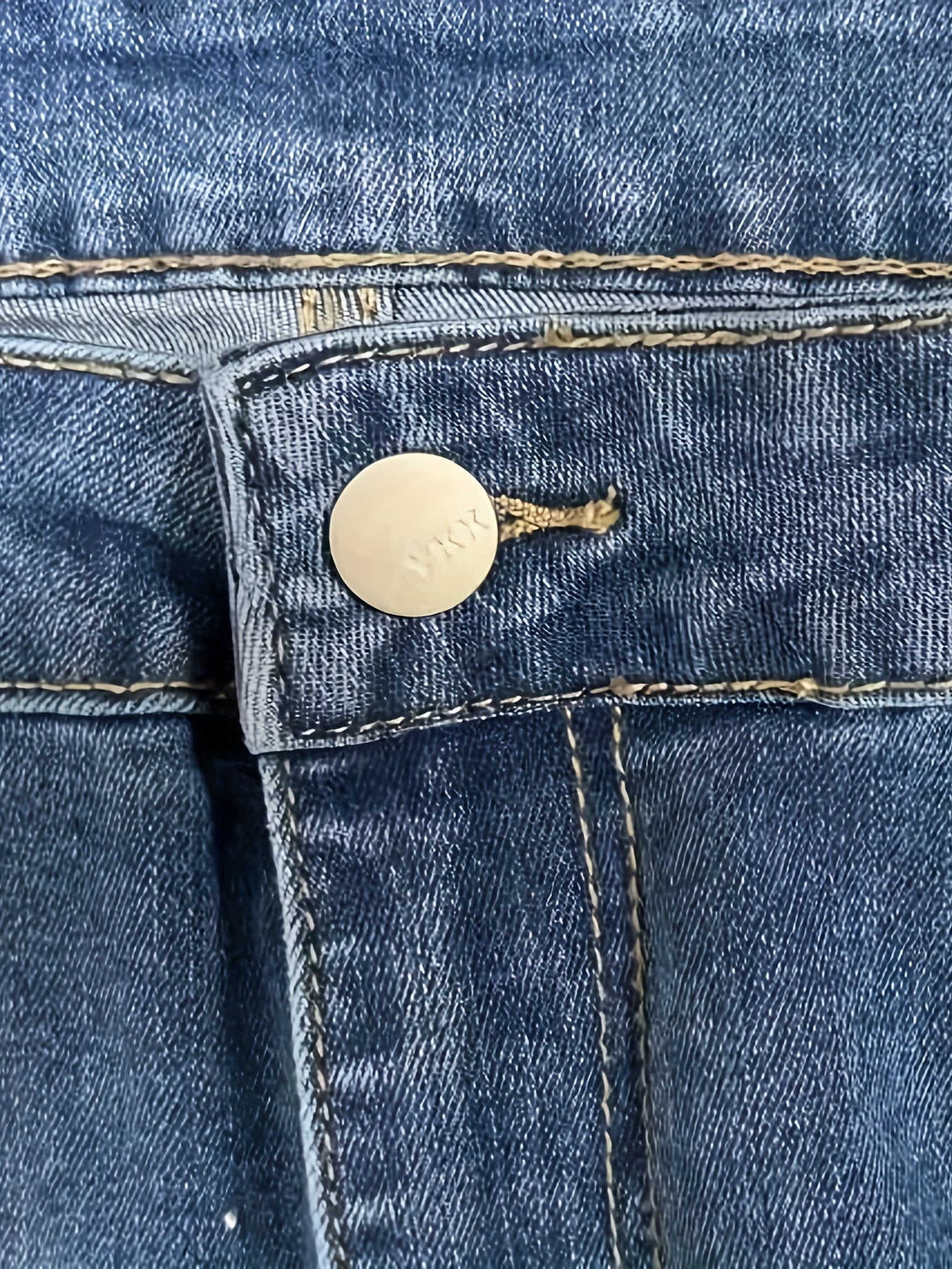 Washed Button Fly Stretch Flare Leg Jeans
