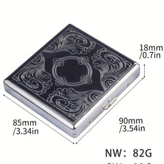 Stainless Steel Embossed Cigarette Box Holds 20 Cigarettes