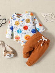 Baby Boys Starry Sky Creeper Romper Cotton Pants Set