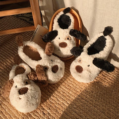 Cartoon Puppy Furry House Shoes For Boys Non Slip Soft Walking Shoes