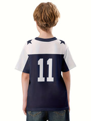 Boy's Short Sleeve T-Shirt with Jersey Print and Creative Pattern