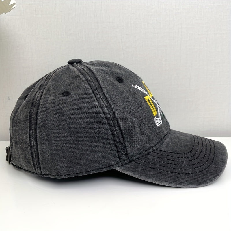 Distressed Gray Golf Baseball Cap Embroidery Unisex Adjustable Sun Hats