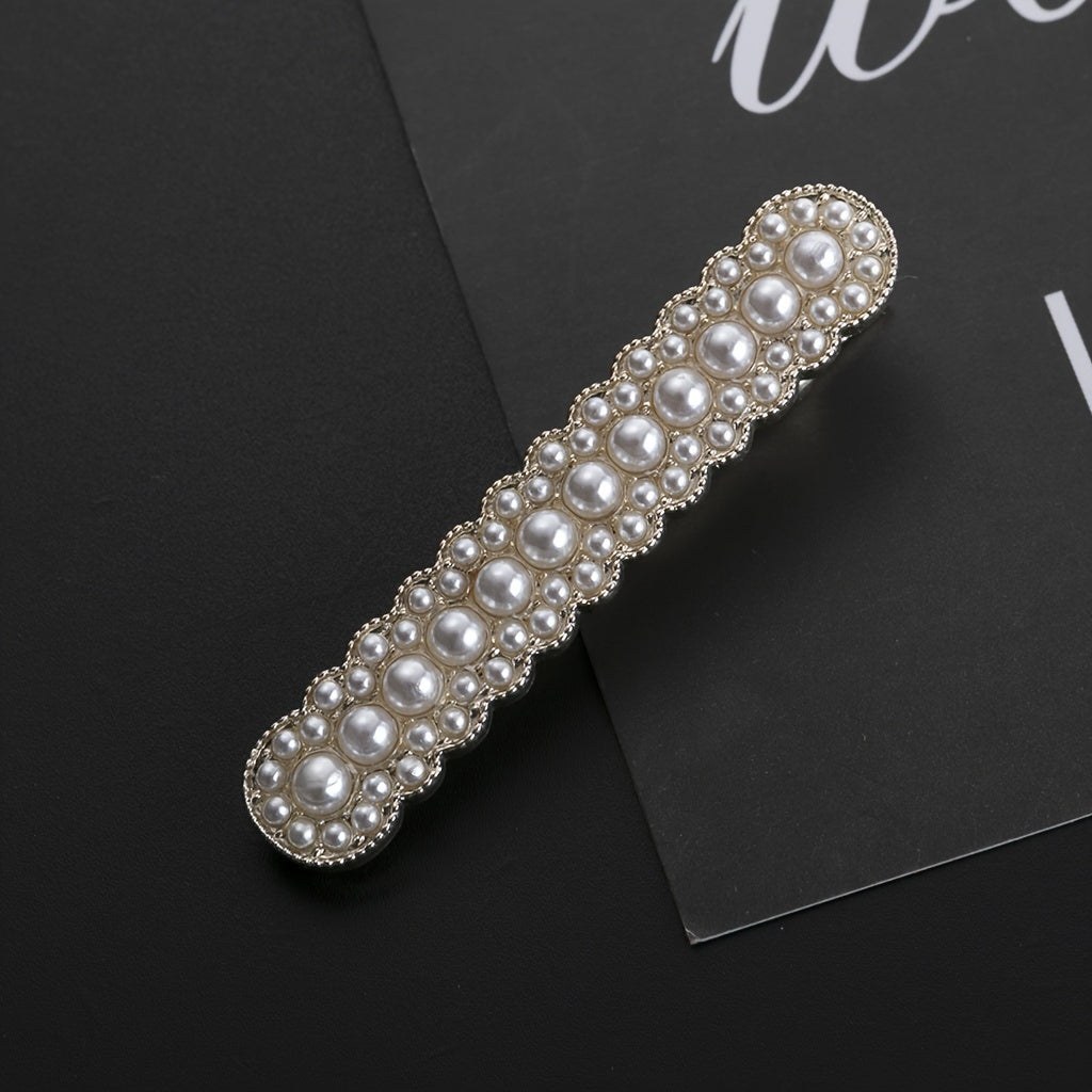 Pearl Hair Clip Square Hairpin Spring Clip