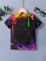 Colorful Paint 3D Print Boy's T Shirt Short Sleeve Breathable