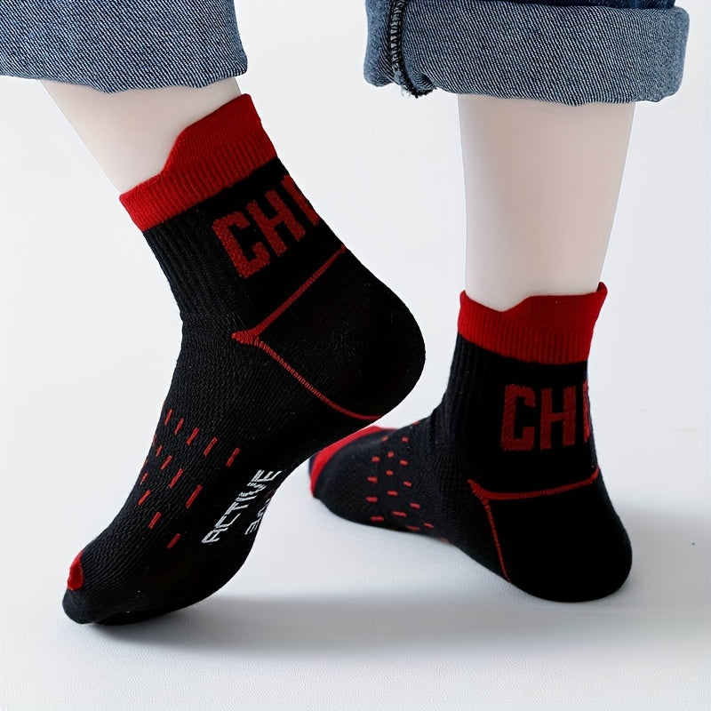 Boys Letters Print Sports Socks Thin Deodorant Breathable Cotton