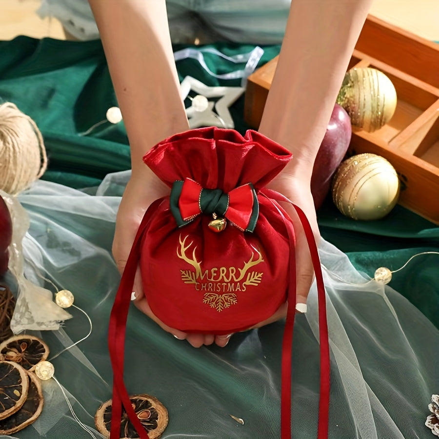 Santa Claus Velvet Gift Bag Candy Tote Bag Christmas Tree Decoration