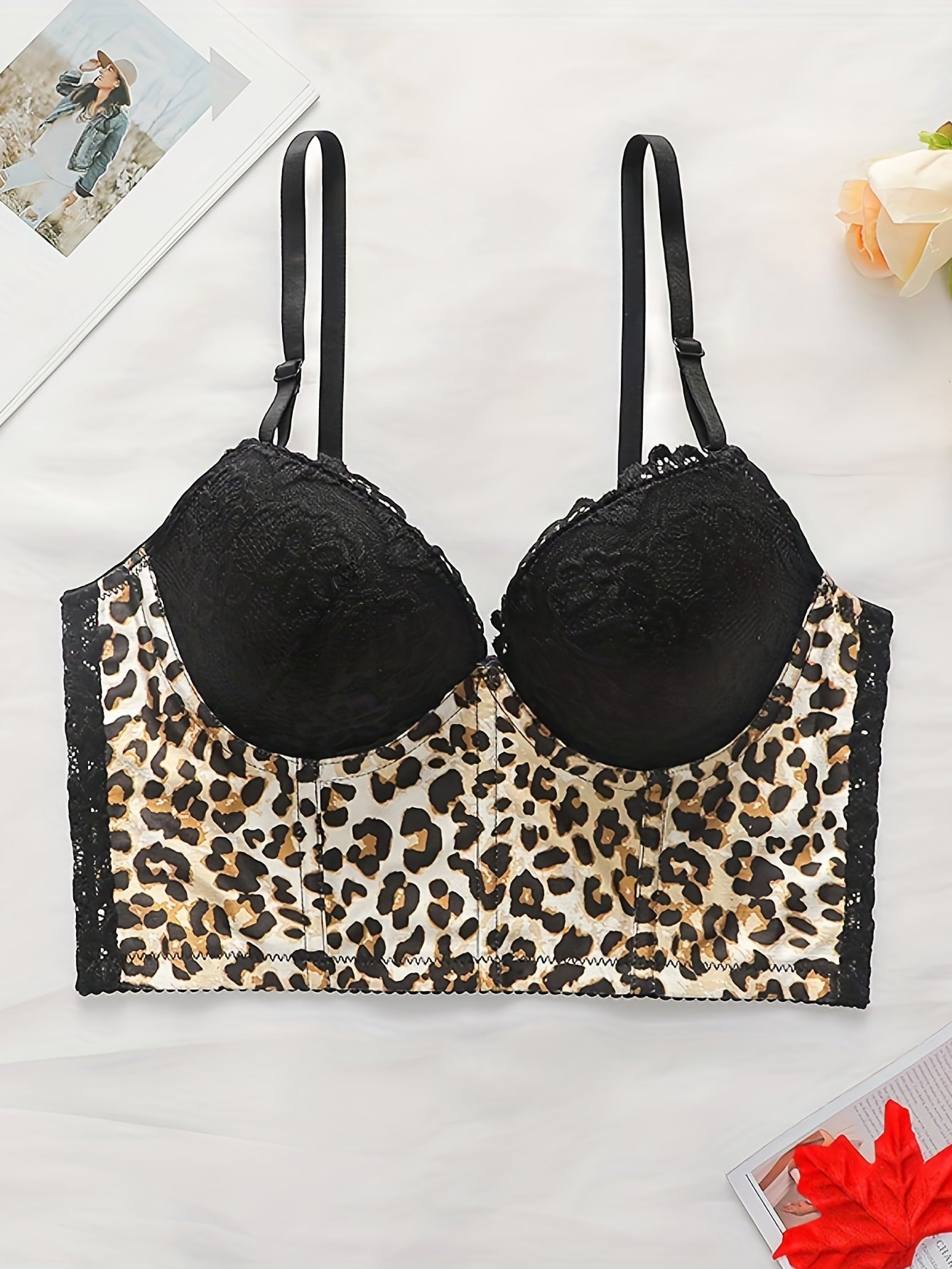 Lace Push Up Bra Breathable Leopard Intimates Lingerie