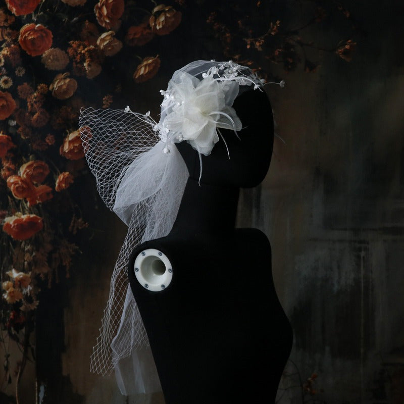 Romantic Bridal Veil with Butterfly Motifs & Lace Trim