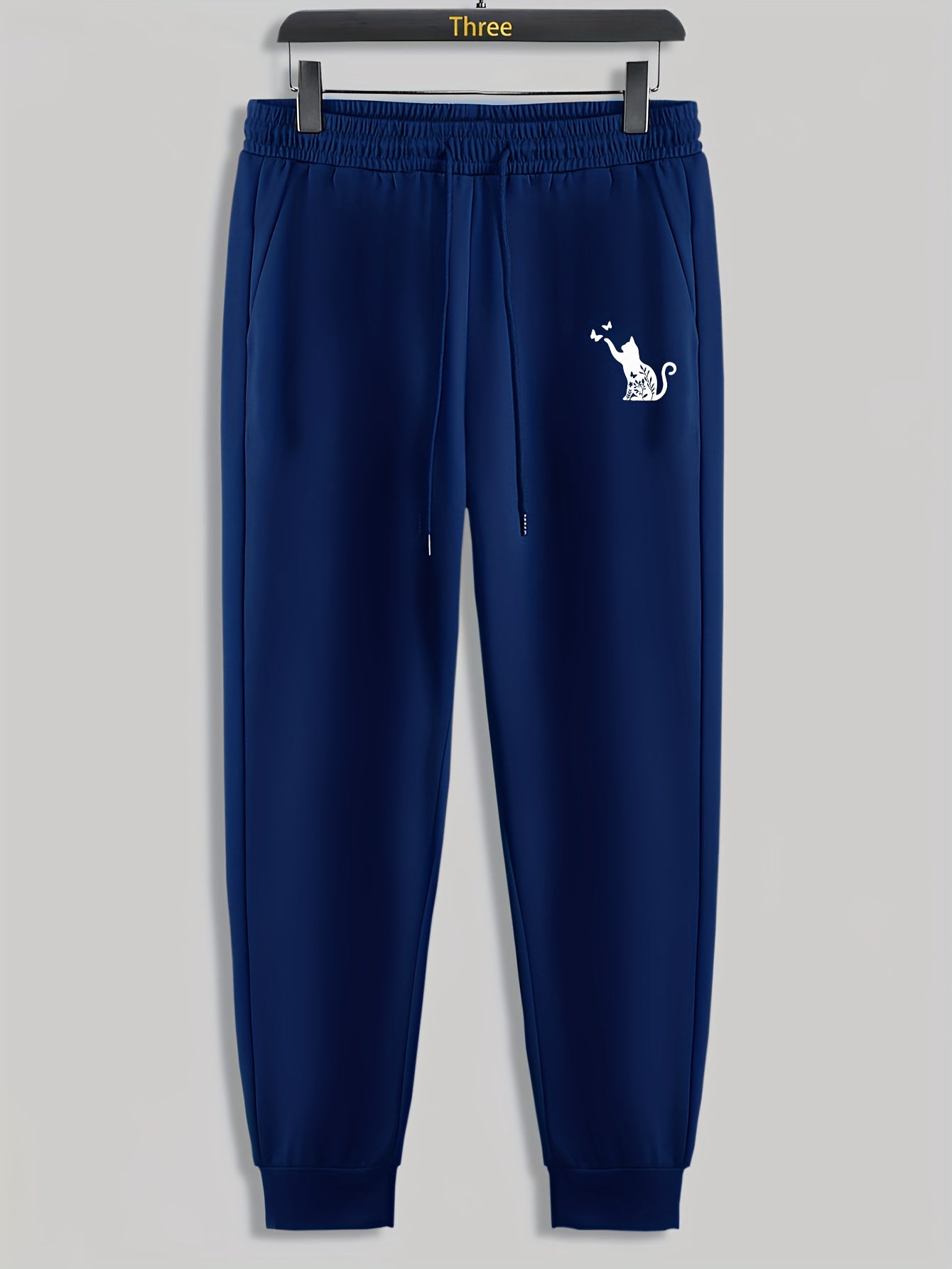 Cat Butterfly Print Men's Drawstring Sweatpants Casual Trousers