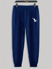 Cat Butterfly Print Men's Drawstring Sweatpants Casual Trousers