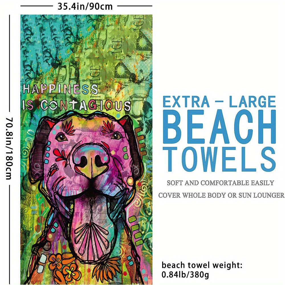 Dog Pattern Beach Towel Quick Drying Soft Absorbent Adult Beach Blanket