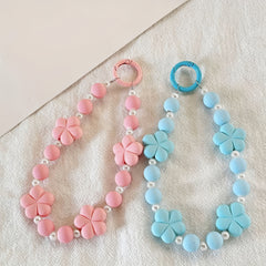 Dopamine Plum Blossom Beaded Keychain For Girls