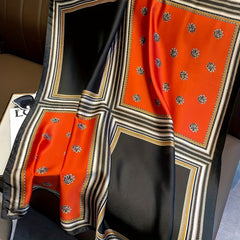 Striped Plaid Print Bandana Block Square Scarf Silk Shawl Classic Head Wraps