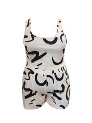 Graffiti Print Tank Top & Shorts Pajama Set