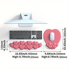 Heart Shape Mouse Pad with Wrist Rest and Keyboard Wrist Rest