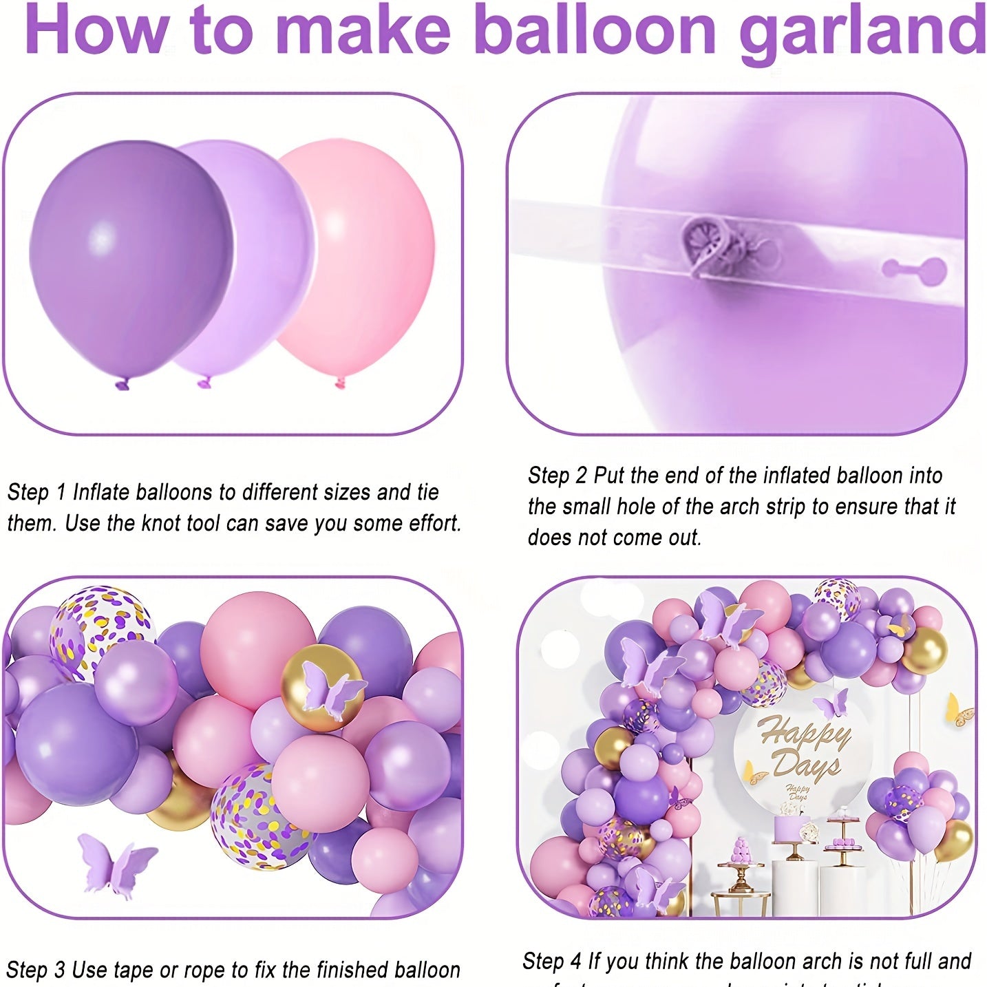 115pcs Butterfly Balloon Garland Arch Kit Pink Purple for Girl Baby Shower