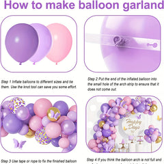 115pcs Butterfly Balloon Garland Arch Kit Pink Purple for Girl Baby Shower