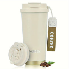 WATERSY 500ml Travel Mug Insulated Coffee Cup Leakproof Lids Straw Vacuum