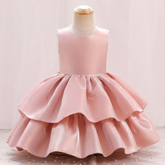 Girls Double Layer Sleeveless Princess Puffed Dress For Kids