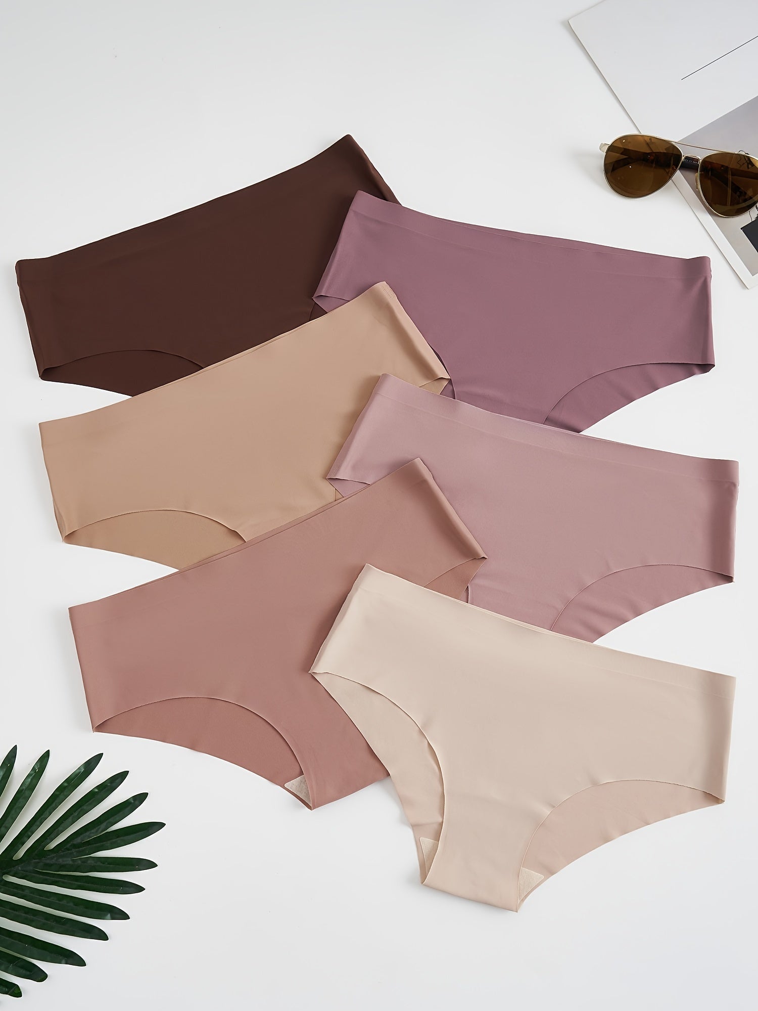 6pcs Seamless Solid Briefs Stretchy Intimates Panties Women's Lingerie
