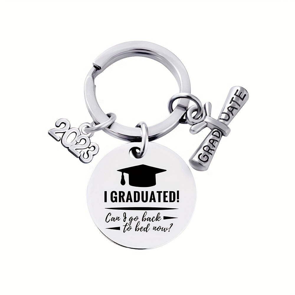 Stainless Steel Graduation Keychain - Letter Engraving Gift for Kids Friends
