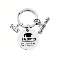 Stainless Steel Graduation Keychain - Letter Engraving Gift for Kids Friends