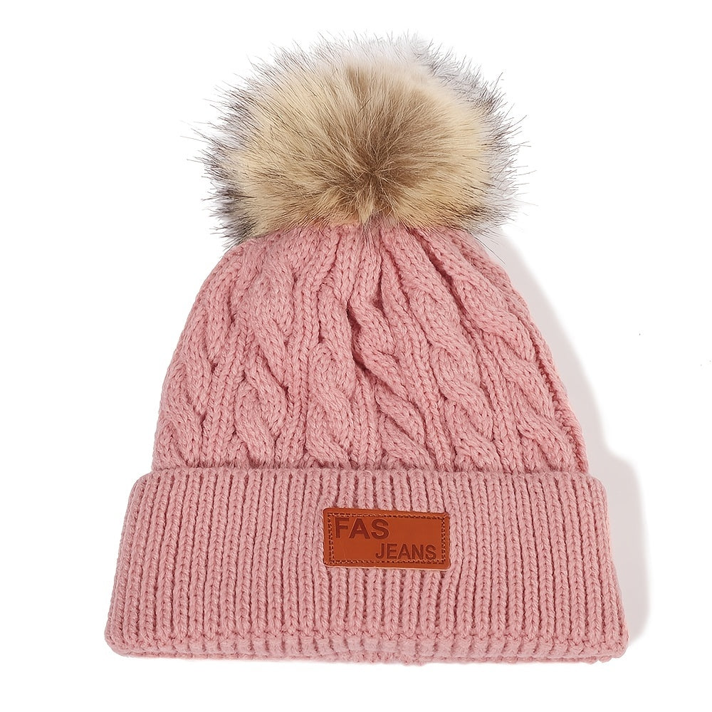 Kids Solid Winter Warm Knitted Hat For Girls