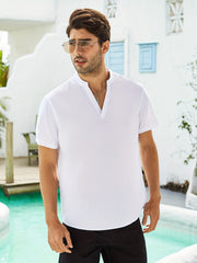 Men's V Neck Short Sleeve Pullover Shirt
