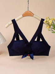 Sexy Bra with Bow Knot Cut Out Full Coverage Crisscross