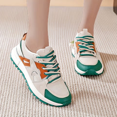 Breathable Mesh Sneakers Low Top Lace Up Women's Colorblock Shoes