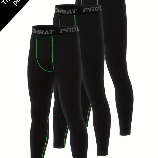 Men's 3pcs Leggings Active Quick Drying Sports Compression Pants