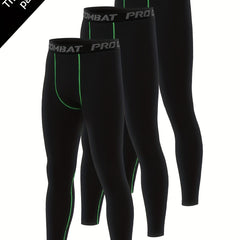Men's 3pcs Leggings Active Quick Drying Sports Compression Pants