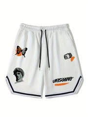 Men's Stripe Edge Drawstring Shorts Casual Elastic Waist Summer
