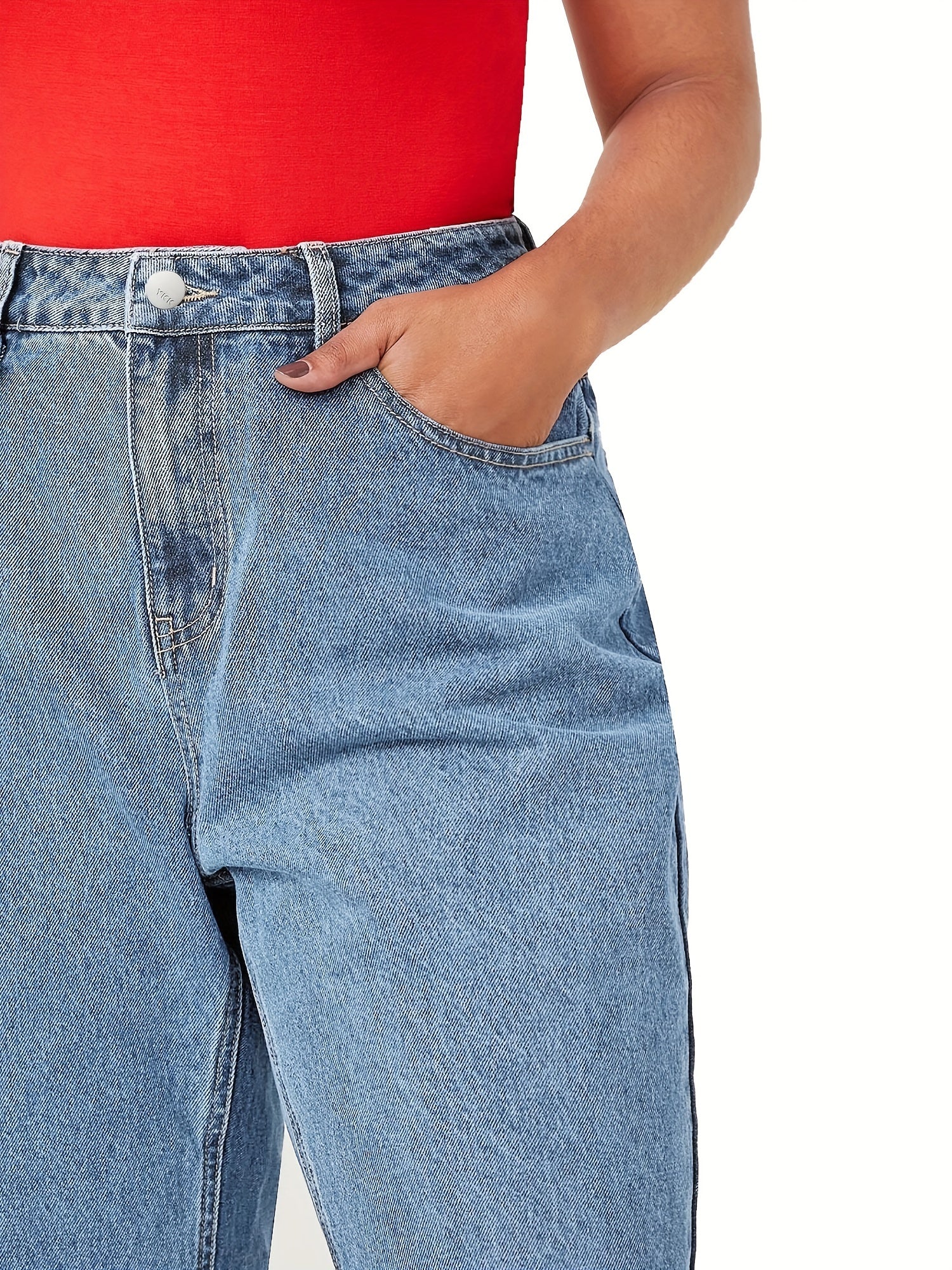 Button Fly High Rise Straight Leg Crop Jeans