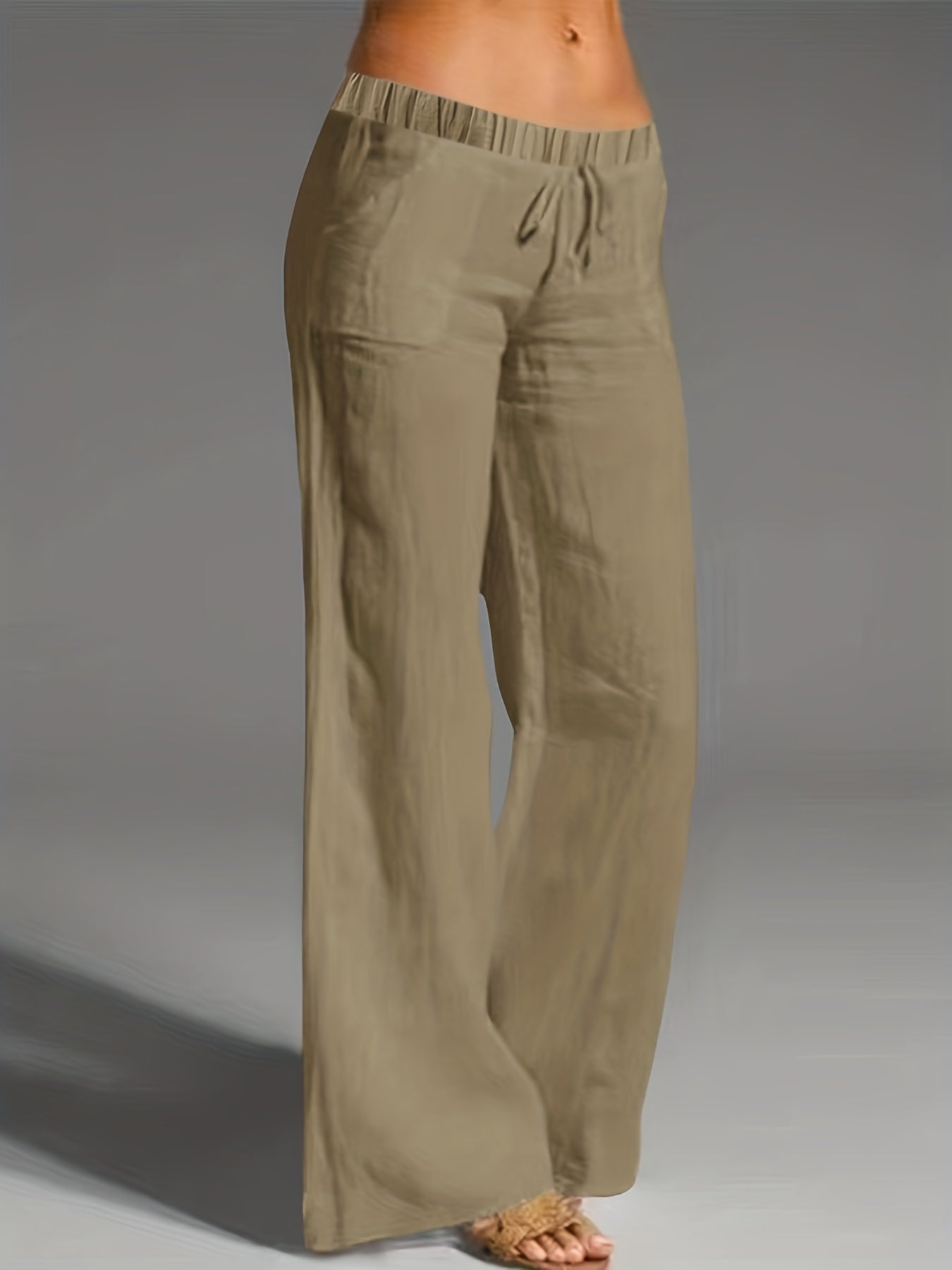 Casual Drawstring Wide Leg Long Length Pants Women's Clothing