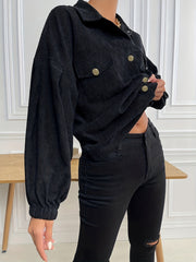 Corduroy Button Up Jacket Long Sleeve Outwear