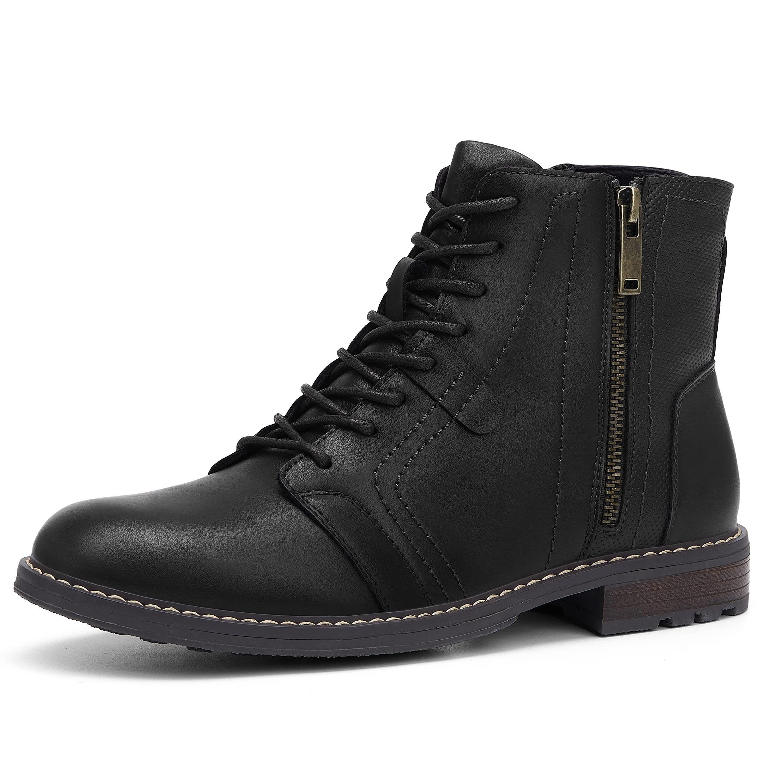Men's Casual Ankle Motorcycle Boots Side Zip Work Shoes